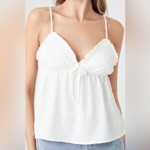NWT Forever 21 Jacquard Ruffle White Cami Small